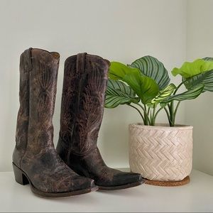 Steve Madden Dark Brown Leather Cowboy Boots